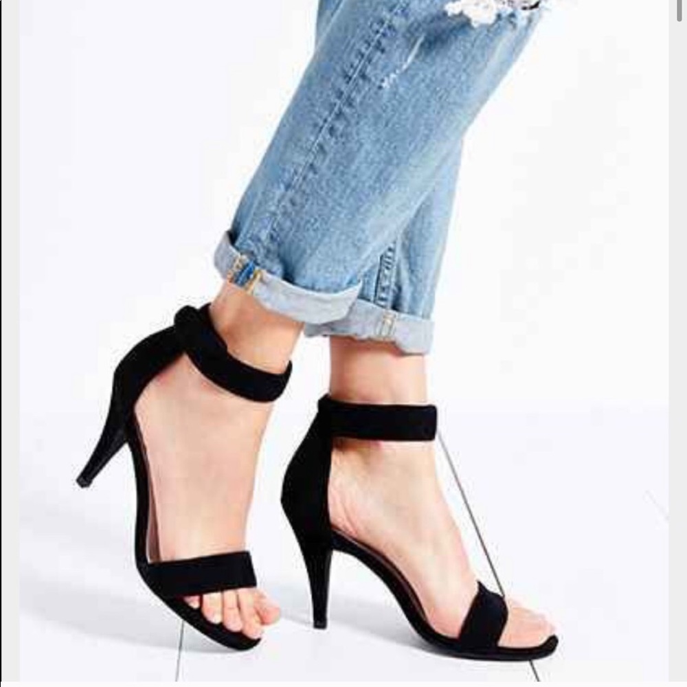 JEFFREY CAMPBELL Black Leather Strappy Hough Heel